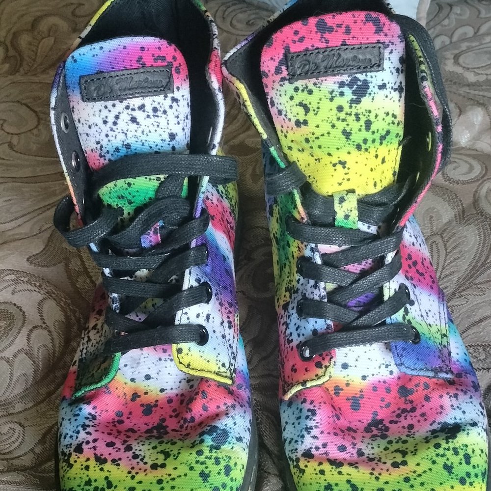 DR MARTENS Hackney Multicolor Tye Dye Paint Splatter Boots Women's 8 US